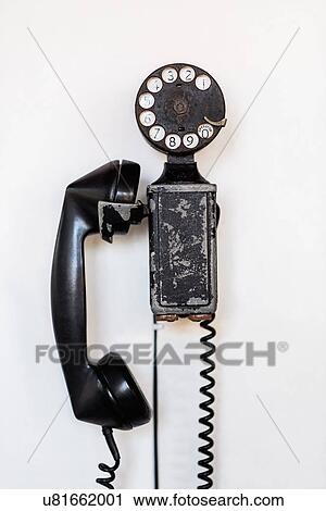 Stock Image - Close up of vintage phone, studio shot. Fotosearch