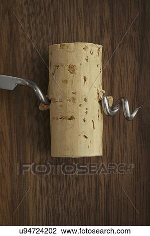 Stock Image - Corkscrew with cork. Fotosearch