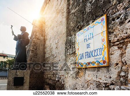 Cuba, Havana, Plaza De San Francisco, Tile sign next to statue of Francis of Assisi View Large Photo Image Stock Photo - Cuba, Havana, Plaza De San Francisco, Tile sign next to statue of Francis of Assisi. Fotosearch