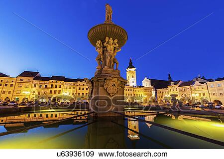 Stock Photo - Czech Republic, Bohemia, Ceske Budejovice (Budweis), Main Square of city. Fotosearch