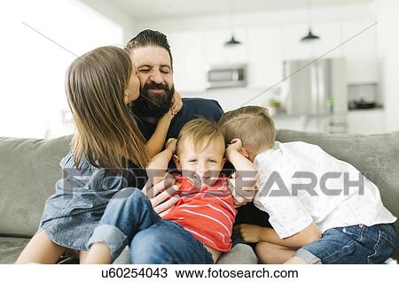 Father playing with his three children (2-3, 6-7) View Large Photo Image Stock Image - Father playing with his three children (2-3, 6-7). Fotosearch