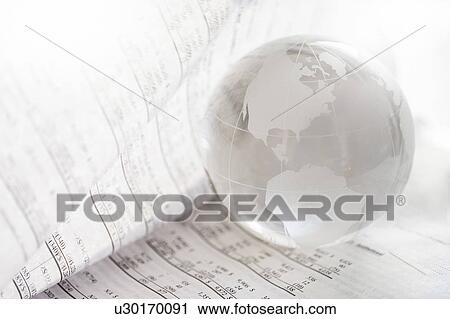 Financial newspaper with crystal ball View Large Photo Image Stock Image - Financial newspaper with crystal ball. Fotosearch