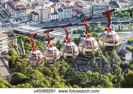 France, Auvergne-Rhone-Alpes, Grenoble, Grenoble-Bastille cable car View Large Photo Image Stock Image - France, Auvergne-Rhone-Alpes, Grenoble, Grenoble-Bastille cable car. Fotosearch