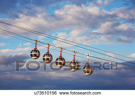 Stock Photograph - France, Auvergne-Rhone-Alpes, Grenoble, Grenoble-Bastille cable car. Fotosearch