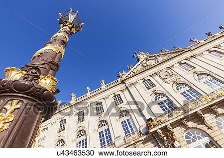 Stock Image - France, Grand Est, Nancy, Low angle view of City Hall on Place Stanislas. Fotosearch