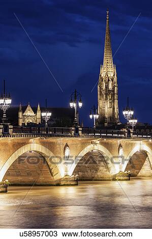 France, Nouvelle-Aquitaine, Bordeaux, Basilica of St. Michael and Pierre Bridge View Large Photo Image Stock Image - France, Nouvelle-Aquitaine, Bordeaux, Basilica of St. Michael and Pierre Bridge. Fotosearch