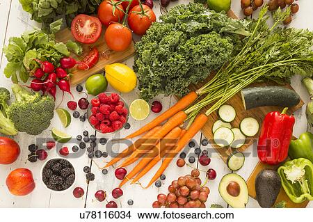Picture - Fresh fruits and vegetables. Fotosearch