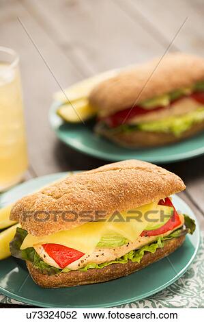 Stock Image - Fresh sandwich on plate. Fotosearch