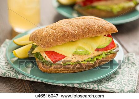 Stock Photo - Fresh sandwich on plate. Fotosearch