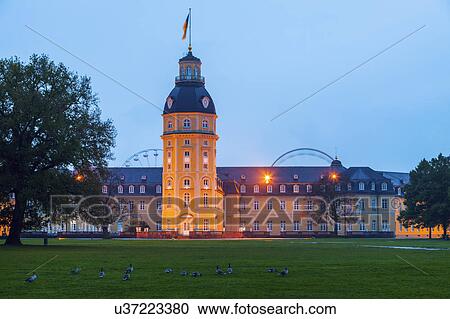 Germany, Baden-Wurttemberg, Karlsruhe, Illuminated Karlsruhe Palace View Large Photo Image Stock Image - Germany, Baden-Wurttemberg, Karlsruhe, Illuminated Karlsruhe Palace. Fotosearch