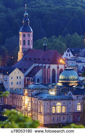 Germany, Baden-Wurttemberg, Baden-Baden, Illuminated Stiftskirche View Large Photo Image Stock Image - Germany, Baden-Wurttemberg, Baden-Baden, Illuminated Stiftskirche. Fotosearch