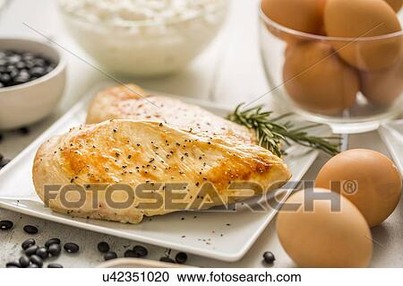 Grilled chicken meat on plate View Large Photo Image Stock Image - Grilled chicken meat on plate. Fotosearch