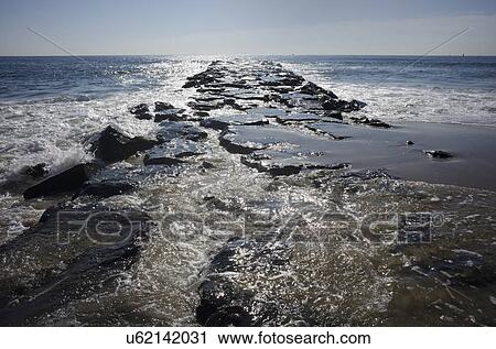 Stock Image - Groyne on sunny day. Fotosearch