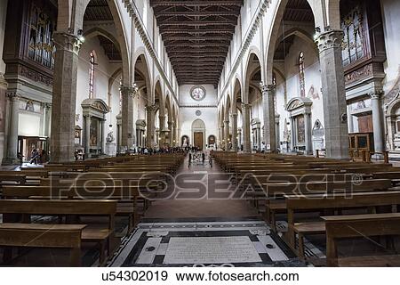 Stock Photo - Italy, Tuscany, Florence, Interior of Basilica of the Holy Cross. Fotosearch
