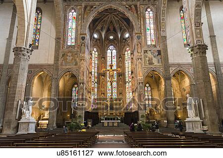 Stock Photo - Italy, Tuscany, Florence, Interior of Basilica of the Holy Cross. Fotosearch