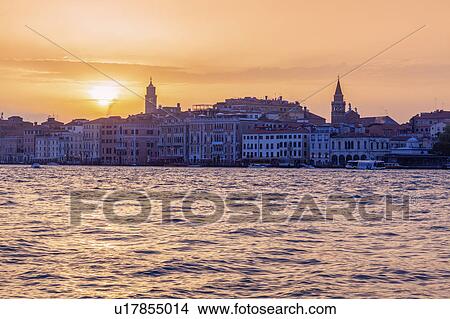 Picture - Italy, Veneto, Venice at sunset. Fotosearch