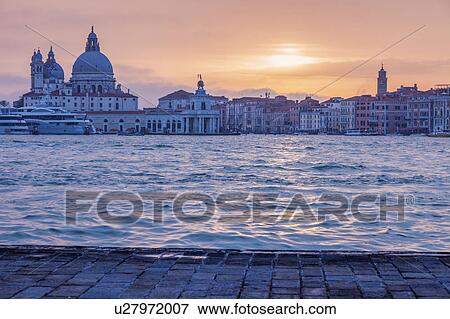 Italy, Veneto, Venice, Santa Maria della Salute Basilica in sunset light View Large Photo Image Stock Photo - Italy, Veneto, Venice, Santa Maria della Salute Basilica in sunset light. Fotosearch