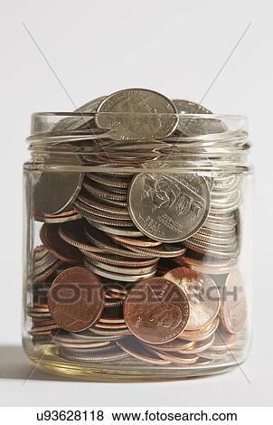 Jar of coins View Large Photo Image Stock Photo - Jar of coins. Fotosearch
