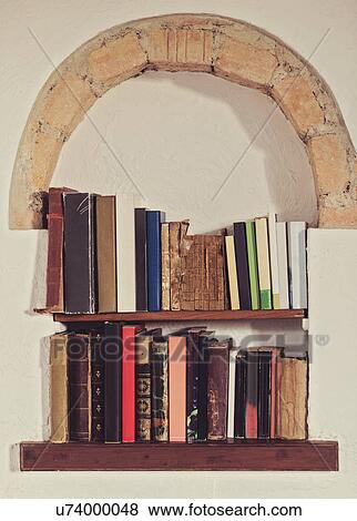Old books on shelf View Large Photo Image Stock Photo - Old books on shelf. Fotosearch