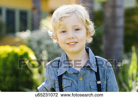Stock Image - Portrait of boy (4-5). Fotosearch