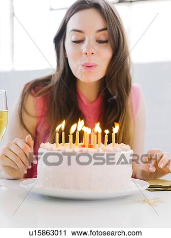 Portrait of woman at birthday party View Large Photo Image Stock Image - Portrait of woman at birthday party. Fotosearch