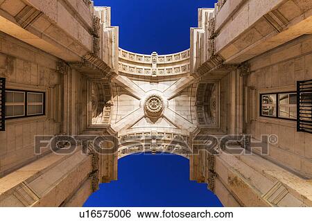 Portugal, Lisbon, Rua Augusta Arch on Plaza of Commerce in Lisbon View Large Photo Image Stock Photograph - Portugal, Lisbon, Rua Augusta Arch on Plaza of Commerce in Lisbon. Fotosearch