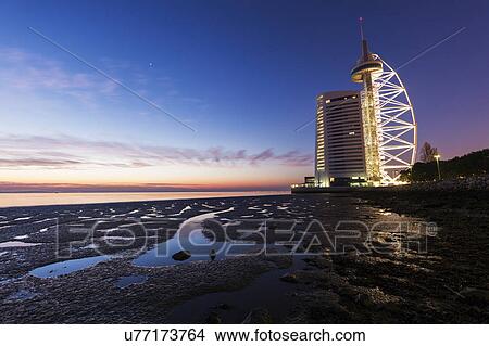 Portugal, Lisbon, Tower Vasco da Gama by Tagus River View Large Photo Image Picture - Portugal, Lisbon, Tower Vasco da Gama by Tagus River. Fotosearch