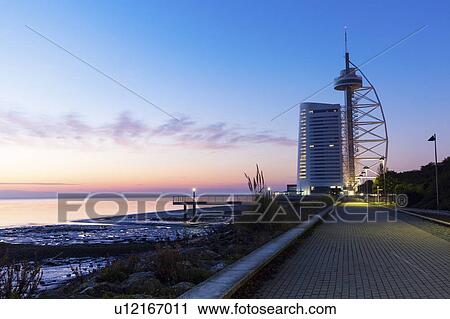 Stock Image - Portugal, Lisbon, Tower Vasco da Gama by Tagus River in Lisbon. Fotosearch