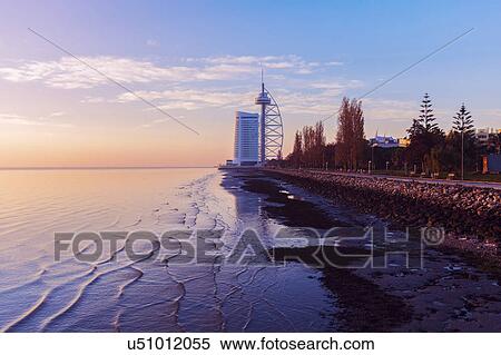Stock Photography - Portugal, Lisbon, Tower Vasco da Gama by Tagus River in Lisbon. Fotosearch