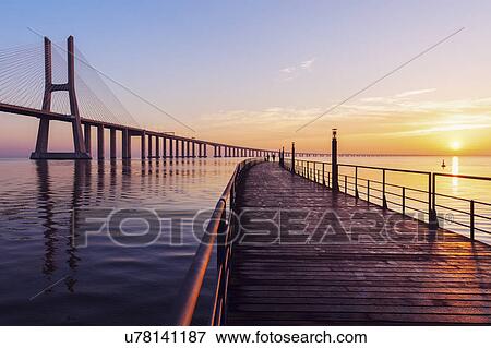 Stock Photo - Portugal, Lisbon, Vasco da Gama Bridge in Lisbon. Fotosearch