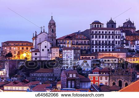 Stock Photograph - Portugal, Norte, Porto, Old Town at sunrise. Fotosearch