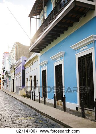 Puerto Rico, San Juan, Narrow streets of old town View Large Photo Image Stock Photo - Puerto Rico, San Juan, Narrow streets of old town. Fotosearch