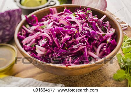 Red cabbage in bowl View Large Photo Image Stock Photo - Red cabbage in bowl. Fotosearch