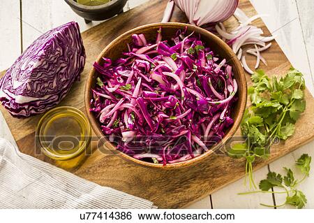Stock Photograph - Red cabbage in bowl. Fotosearch