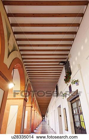 Spain, Andalusia, Cordoba, Plaza de la Corredera, Vanishing point of corridor View Large Photo Image Picture - Spain, Andalusia, Cordoba, Plaza de la Corredera, Vanishing point of corridor. Fotosearch