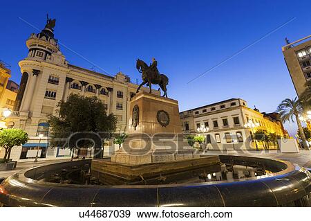 Stock Photo - Spain, Andalusia, Cordoba, Tendillas Square, Low angle view of equestrian statue. Fotosearch