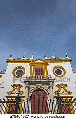 Spain, Andalusia, Seville, Facade of Plaza de Toros de la Maestranza View Large Photo Image Stock Photo - Spain, Andalusia, Seville, Facade of Plaza de Toros de la Maestranza. Fotosearch