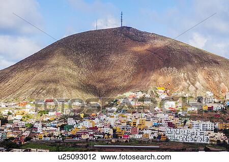 Stock Image - Spain, Canary Islands, Gran Canaria, Galdar, Panorama of Galdar. Fotosearch