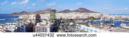 Stock Image - Spain, Canary Islands, Gran Canaria, Las Palmas in panoramic view. Fotosearch