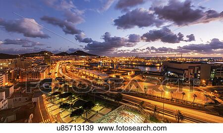 Stock Photo - Spain, Canary Islands, Gran Canaria, Las Palmas, Panorama of Las Palmas. Fotosearch