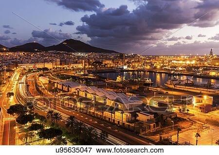 Stock Photo - Spain, Canary Islands, Gran Canaria, Las Palmas, Panorama of Las Palmas. Fotosearch