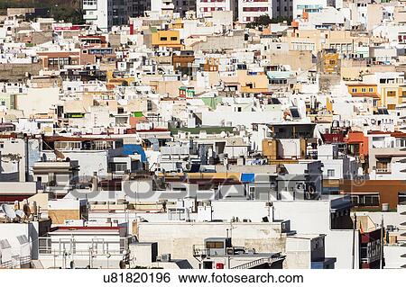 Stock Photograph - Spain, Canary Islands, Gran Canaria, Las Palmas building exterior. Fotosearch