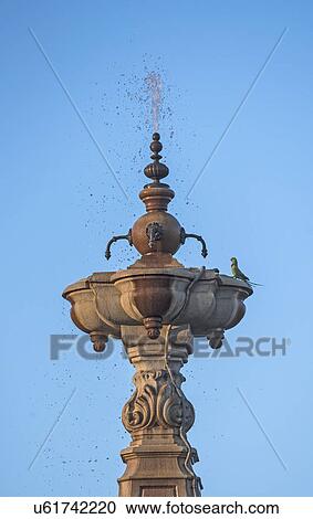 Stock Image - Spain, Seville, Avenida Portugal, High section of fountain. Fotosearch