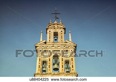 Stock Photography - Spain, Seville, Bell tower of Santa Paula Macarena also known as Monasterio de Santa Paula. Fotosearch