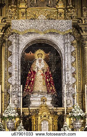 Spain, Seville, Macarena, Ornate altar of Virgin of Hope in Basilica de la Macarena View Large Photo Image Stock Image - Spain, Seville, Macarena, Ornate altar of Virgin of Hope in Basilica de la Macarena. Fotosearch