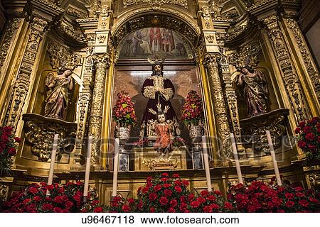 Stock Photo - Spain, Seville, Macarena, Ornate altar in Basilica de la Macarena. Fotosearch