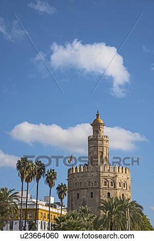 Stock Image - Spain, Seville, Torre Del Oro on sunny day. Fotosearch