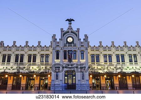 Spain, Valencian Community, Valencia, Facade of North Station View Large Photo Image Picture - Spain, Valencian Community, Valencia, Facade of North Station. Fotosearch