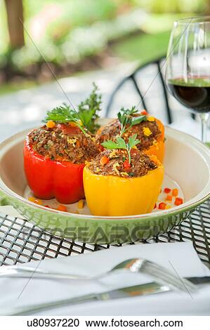 Stock Image - Stuffed peppers in bowl. Fotosearch