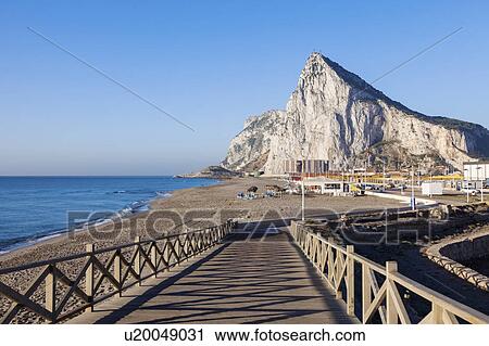Stock Image - UK, Clear sky above Rock of Gibraltar. Fotosearch